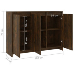 Berkfield Sideboard Smoked Oak 102X33X75 Cm Engineered Wood - thumbnail 8