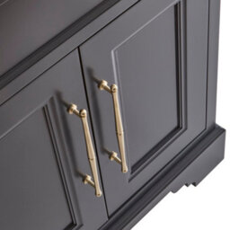Homestylestore Black Grey And Oak 645mm Bathroom Vanity Unit And Brushed Brass T Bar Handles - thumbnail 5