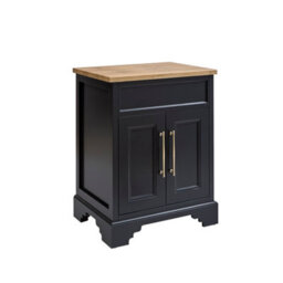 Homestylestore Black Grey And Oak 645mm Bathroom Vanity Unit And Brushed Brass T Bar Handles - thumbnail 1