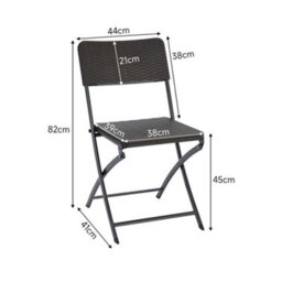 Living And Home 2Pcs Black Rattan Effect Outdoor Garden Folding Chairs Dining Chairs Set - thumbnail 5