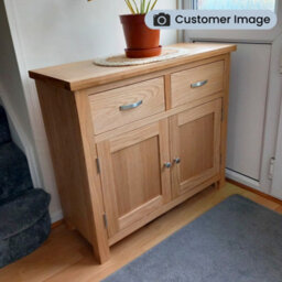 London Oak Small Sideboard Fully Assembled - By Roseland Furniture - thumbnail 3