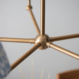Loops Elegant 2 Pack Hanging Ceiling Pendant Lights In Brushed Aged Brass And Shell Bay Blue Fabric - thumbnail 5
