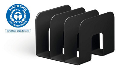 Durable Eco Recycled Plastic Magazine Stand Desk File Holder Organiser - Black - image 1