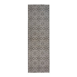 Melrose Eden Victorian Grey Indoor Outdoor Runner Area Rug 3mm Pile Height - 67/200Cm - thumbnail 2