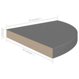 Vidaxl Floating Corner Shelves 4 Pcs High Gloss Grey 35X35X3.8 Cm Mdf - thumbnail 8