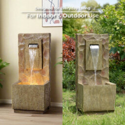 Teamson Home 81Cm Spa-Style Outdoor Waterfall Fountain Led Lighting, Brown - thumbnail 8