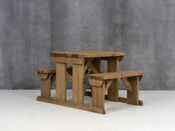 Arbor Garden Solutions Abies Wooden Picnic Bench And Table Set, Rounded Outdoor Dining Set (3Ft, Rustic Brown) - thumbnail 3