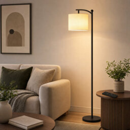 Led Floor Lamp With Remote Control - Black - thumbnail 1