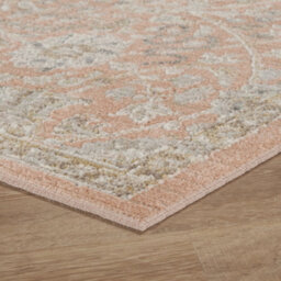 Maia Washable Low Pile Non Slip Blossom Traditional Area Rug - Coral, 60 X 220 Cm (Runner) - thumbnail 4