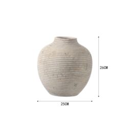 Medium Taupe Matt Ceramic Ridged Vase, (H)26Cm (D)25Cm - thumbnail 4