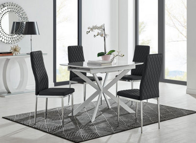 Furniturebox Uk Lira 120 Extending Dining Table And 4 Black Milan Chairs - image 1