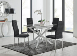 Furniturebox Uk Lira 120 Extending Dining Table And 4 Black Milan Chairs - thumbnail 1