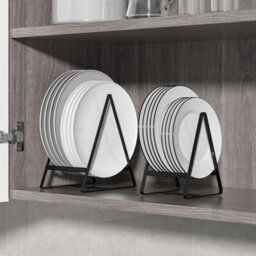 Triangle Plate Holder Organiser 2 Pack Heavy Duty Metal Dish Racks For Kitchen Cupboard Space Saving Plate Stands Black - thumbnail 4
