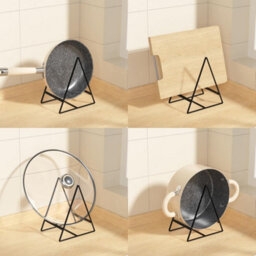 Triangle Plate Holder Organiser 2 Pack Heavy Duty Metal Dish Racks For Kitchen Cupboard Space Saving Plate Stands Black - thumbnail 6