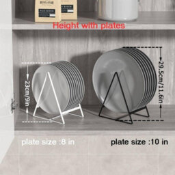 Triangle Plate Holder Organiser 2 Pack Heavy Duty Metal Dish Racks For Kitchen Cupboard Space Saving Plate Stands Black - thumbnail 3