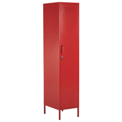 Beliani Storage Unit Frome Metal Red - image 1