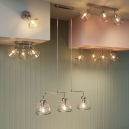 GoodHome Rothwell Bar Clear Chrome Effect 3 Lamp Led Pendant Ceiling Light - thumbnail 9