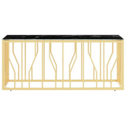 Berkfield Modern Coffee Table Gold 110X45X45 Cm Stainless Steel And Glass - thumbnail 3