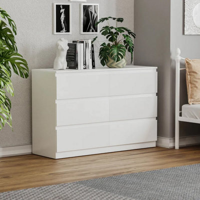 SquareBoxx Keaton Matt White 6 Drawer Double Freestanding Chest Of Drawers (40 X 77 X 106Cm - D X H X W) - image 1