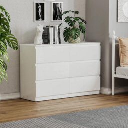 SquareBoxx Keaton Matt White 6 Drawer Double Freestanding Chest Of Drawers (40 X 77 X 106Cm - D X H X W) - thumbnail 1