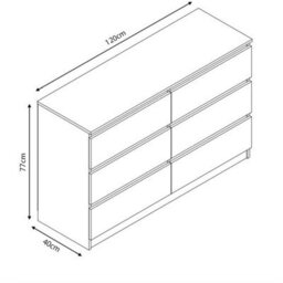 SquareBoxx Keaton Matt White 6 Drawer Double Freestanding Chest Of Drawers (40 X 77 X 106Cm - D X H X W) - thumbnail 8