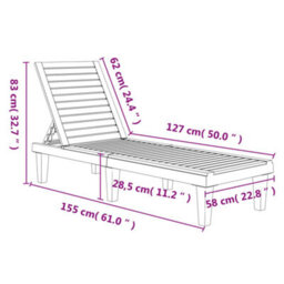 Walplus Sun Lounger Black 155X58X83 Cm Polypropylene - thumbnail 9