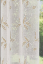 "Tyrone Textiles Oasis Natural Embroidered Leaf Design Voile Panels - Pair 140 X 137Cm (55X54"")" - thumbnail 3