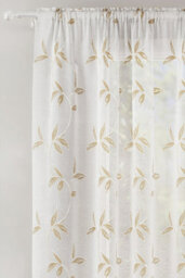 "Tyrone Textiles Oasis Natural Embroidered Leaf Design Voile Panels - Pair 140 X 137Cm (55X54"")" - thumbnail 2