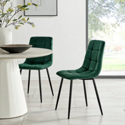 Bravich Zurich Velvet Embossed Dining Chair - Green - thumbnail 1