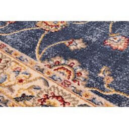 Blue Easy To Clean Bordered Floral Traditional Rug For Living Room, Bedroom, Dining Room - 120Cm X 170Cm - thumbnail 2