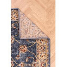 Blue Easy To Clean Bordered Floral Traditional Rug For Living Room, Bedroom, Dining Room - 120Cm X 170Cm - thumbnail 4
