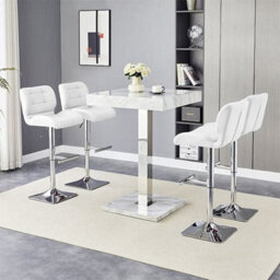 Furniture in Fashion Topaz Magnesia Effect High Gloss Bar Table 4 Candid White Stools - thumbnail 3