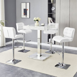 Furniture in Fashion Topaz Magnesia Effect High Gloss Bar Table 4 Candid White Stools - thumbnail 1
