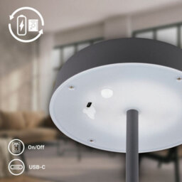 Briloner Led Table Lamp Rechargeable Light Dimmable Cordless Touch Ip44 Outdoor Anthracite - thumbnail 4
