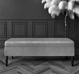 Safar Plain 90Cm Ottoman Storage Bench - Plush Velvet Shoe Bench - Silver Upholstery Footstool With Storage