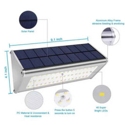 1100Lm Solar Led Outdoor Motion Sensor Light 48 Leds, Waterproof Aluminum Security Lamp For Wall, Yard, Patio, Fence & Porch - thumbnail 2