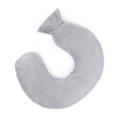 Livivo Neck And Shoulder U Shaped 1L Hot Water Bottle With Soft Removable Washable Grey Fleecy Cover For Pain Relief - image 1