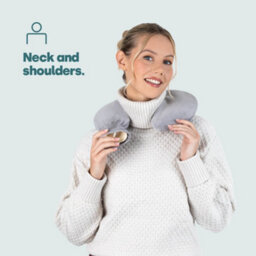 Livivo Neck And Shoulder U Shaped 1L Hot Water Bottle With Soft Removable Washable Grey Fleecy Cover For Pain Relief - thumbnail 3