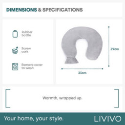 Livivo Neck And Shoulder U Shaped 1L Hot Water Bottle With Soft Removable Washable Grey Fleecy Cover For Pain Relief - thumbnail 9