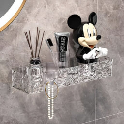 Thehotsale Wall Mounted Rectangular Plastic 2Pcs Shower Caddy Transparent - thumbnail 2