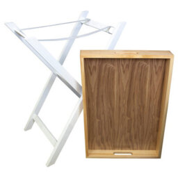 Folding Butlers Tray & Stand - Stylish Wooden Side Table With Detachable Top For Serving Food Or Drinks - H77 X W60 X D40Cm, White - thumbnail 5