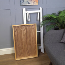 Folding Butlers Tray & Stand - Stylish Wooden Side Table With Detachable Top For Serving Food Or Drinks - H77 X W60 X D40Cm, White - thumbnail 3