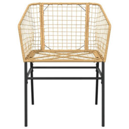 Berkfield 5 Piece Garden Dining Set Brown Poly Rattan Glass - thumbnail 5