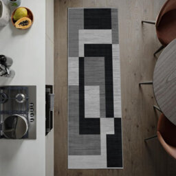 Imperial Rooms Black & Grey Large Area Rug Modern Indoor Living Room Rugs Printed 80X150Cm