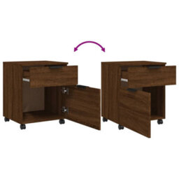 Berkfield Mobile File Cabinet With Wheels Brown Oak 45X38X54 Cm Engineered Wood - thumbnail 6