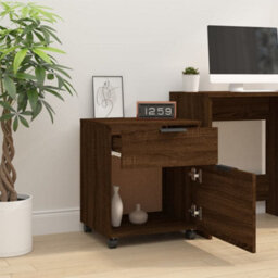 Berkfield Mobile File Cabinet With Wheels Brown Oak 45X38X54 Cm Engineered Wood - thumbnail 7