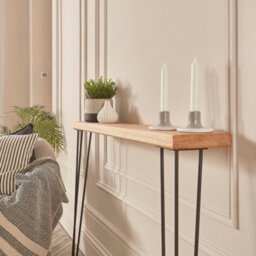 Off The Grain Oak Console Table  - 150Cm Wooden Table With Steel Legs - thumbnail 2