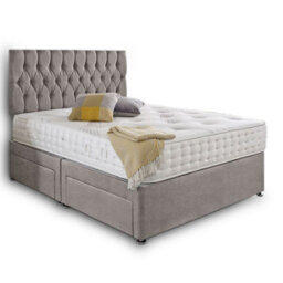 Dining Tables Beirut Matching Headboard Divan Set, 2 Drawer On Same Side With Sprung 1500 Comfort Mattress - Chenille Grey - King - thumbnail 4