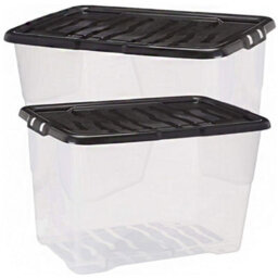 Storm Trading Group 3 X Stackable & Strong Durable 24 Litre Curve Plastic Storage Boxes With Black Lids For Home & Office - thumbnail 2