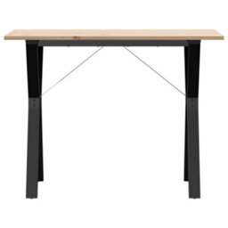 Berkfield Dining Table Y-Frame 100X50X75 Cm Solid Wood Pine And Steel - thumbnail 4